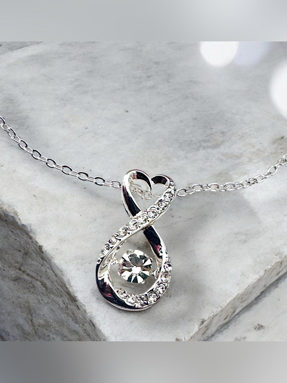 Brilliance Silver Crystal Infinity Heart Necklace - Sparkling Clear Pendant